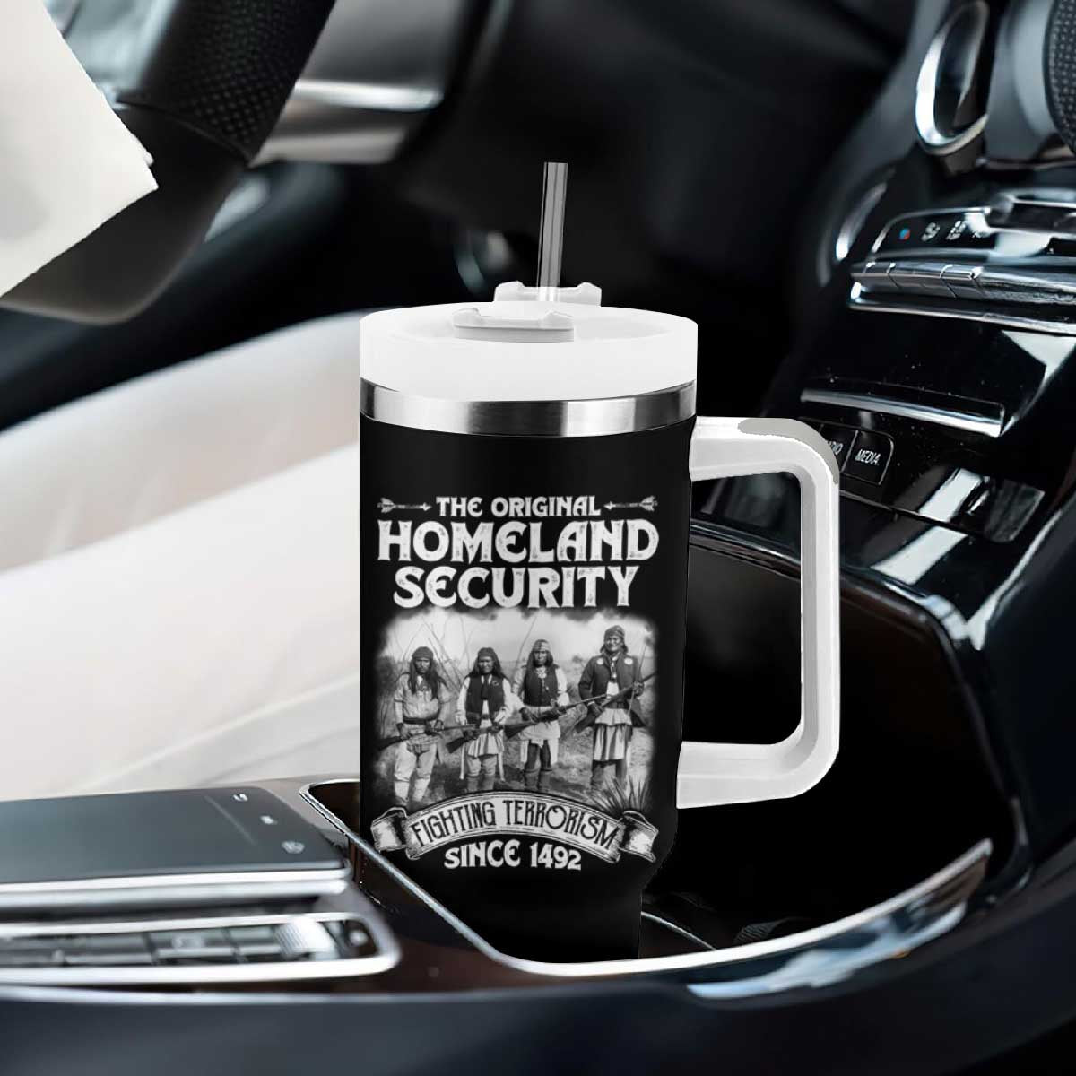 Native American Tumbler With Handle Original Homeland Security TS09 Print Your Wear