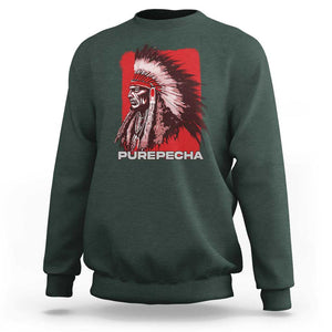 Mexican Indian Purepecha Sweatshirt Mexico Indigenous Proud Chief Vintage TS09 Dark Forest Green Print Your Wear