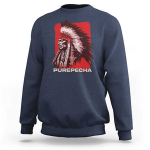 Mexican Indian Purepecha Sweatshirt Mexico Indigenous Proud Chief Vintage TS09 Navy Print Your Wear