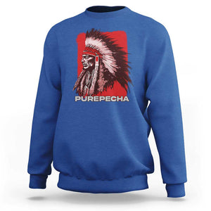 Mexican Indian Purepecha Sweatshirt Mexico Indigenous Proud Chief Vintage TS09 Royal Blue Print Your Wear