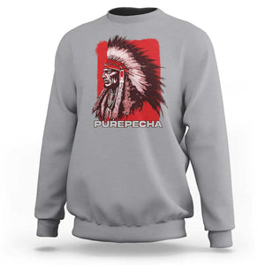 Mexican Indian Purepecha Sweatshirt Mexico Indigenous Proud Chief Vintage TS09 Sport Gray Print Your Wear