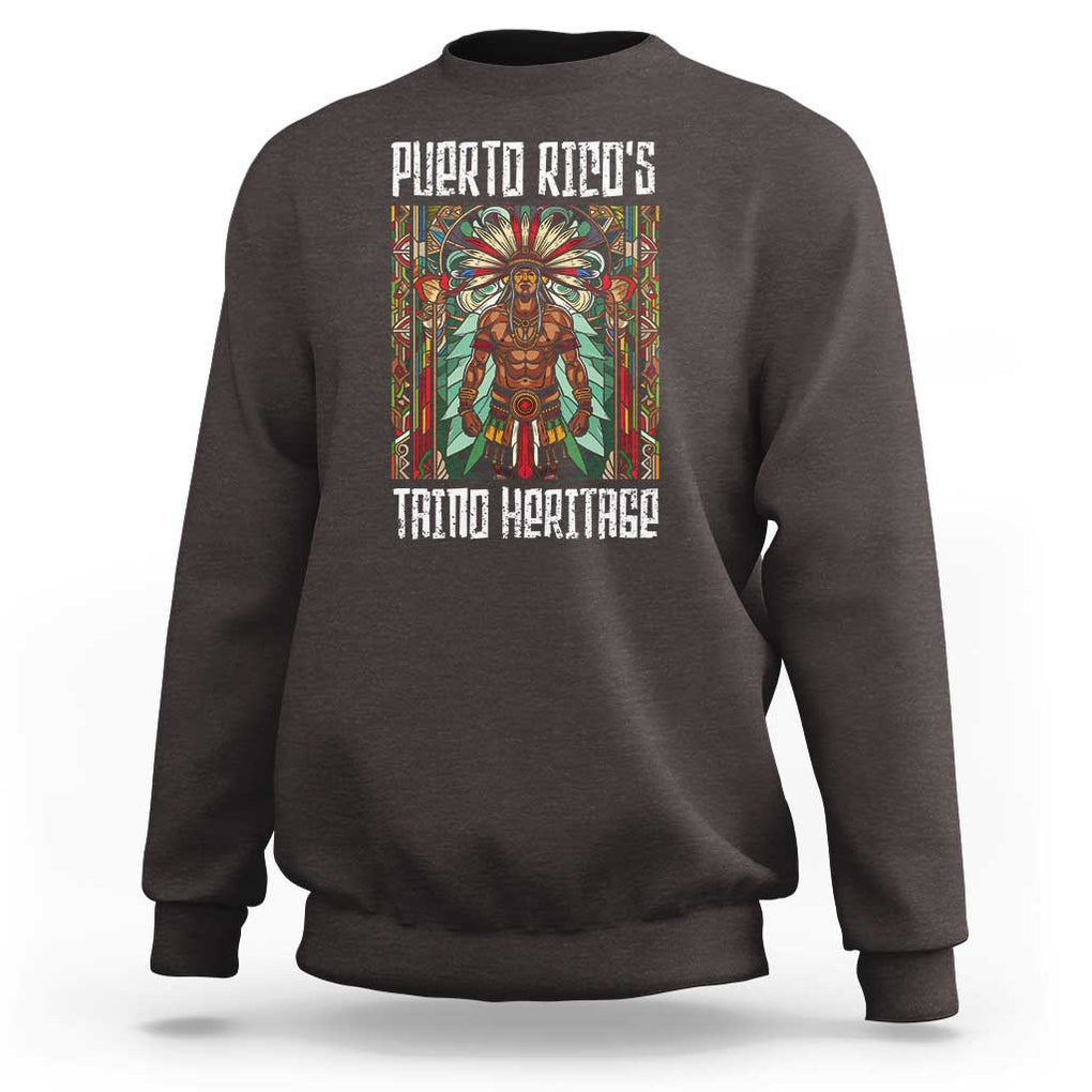 Puerto Rico Taino Heritage Sweatshirt Indigenous Warrior TS09 Dark Chocolate Print Your Wear