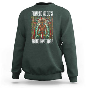 Puerto Rico Taino Heritage Sweatshirt Indigenous Warrior TS09 Dark Forest Green Print Your Wear