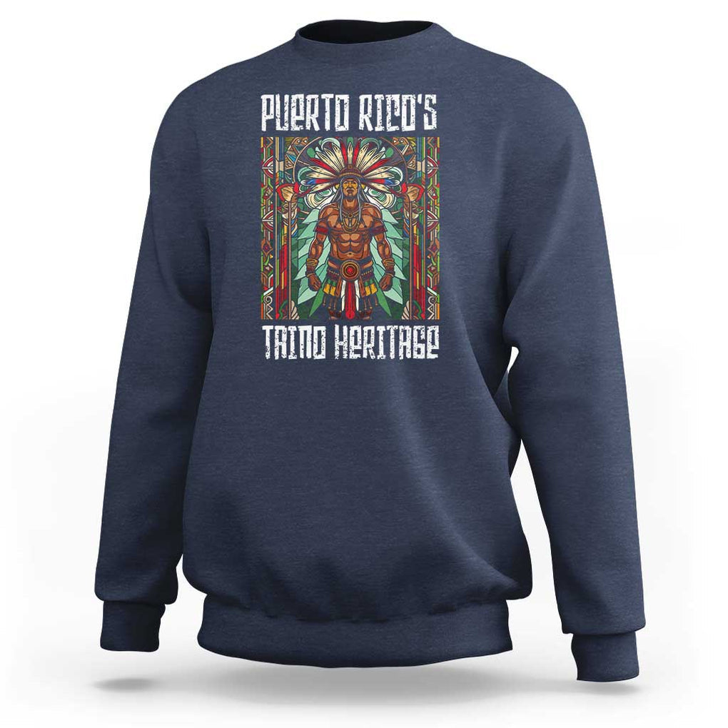 Puerto Rico Taino Heritage Sweatshirt Indigenous Warrior TS09 Navy Print Your Wear