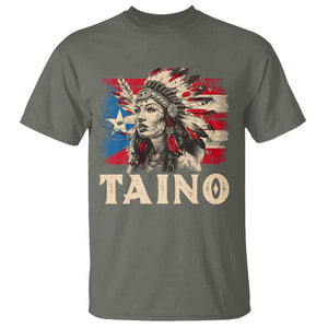 Puerto Rican Taino T Shirt Indigenous Woman Warrior TS09 Military Green Print Your Wear