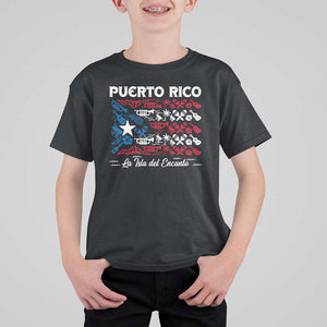 Puerto Rico La Isla Del Encanto T Shirt For Kid Puerto Rican Flag TS09 Black Print Your Wear