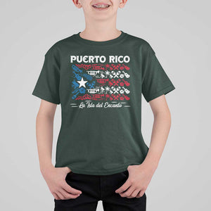 Puerto Rico La Isla Del Encanto T Shirt For Kid Puerto Rican Flag TS09 Dark Forest Green Print Your Wear