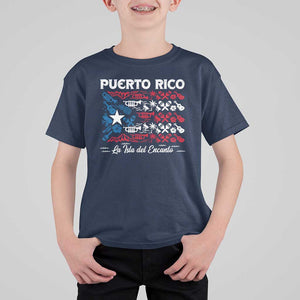 Puerto Rico La Isla Del Encanto T Shirt For Kid Puerto Rican Flag TS09 Navy Print Your Wear