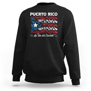 Puerto Rico La Isla Del Encanto Sweatshirt Puerto Rican Flag TS09 Black Print Your Wear