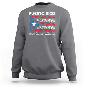 Puerto Rico La Isla Del Encanto Sweatshirt Puerto Rican Flag TS09 Charcoal Print Your Wear