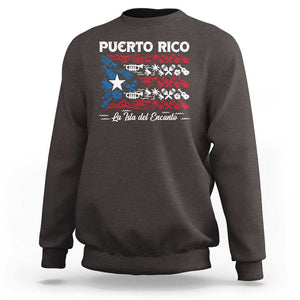 Puerto Rico La Isla Del Encanto Sweatshirt Puerto Rican Flag TS09 Dark Chocolate Print Your Wear