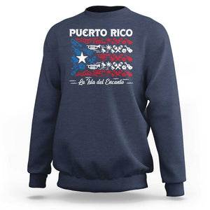 Puerto Rico La Isla Del Encanto Sweatshirt Puerto Rican Flag TS09 Navy Print Your Wear