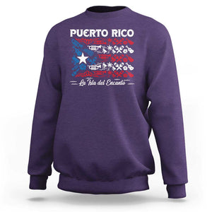 Puerto Rico La Isla Del Encanto Sweatshirt Puerto Rican Flag TS09 Purple Print Your Wear