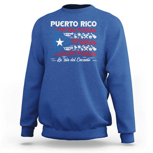 Puerto Rico La Isla Del Encanto Sweatshirt Puerto Rican Flag TS09 Royal Blue Print Your Wear