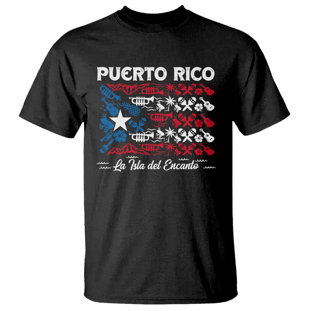 Puerto Rico La Isla Del Encanto T Shirt Puerto Rican Flag TS09 Black Print Your Wear