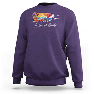 Puerto Rican Sweatshirt La Isla Del Encanto Puerto Rico TS09 Purple Print Your Wear