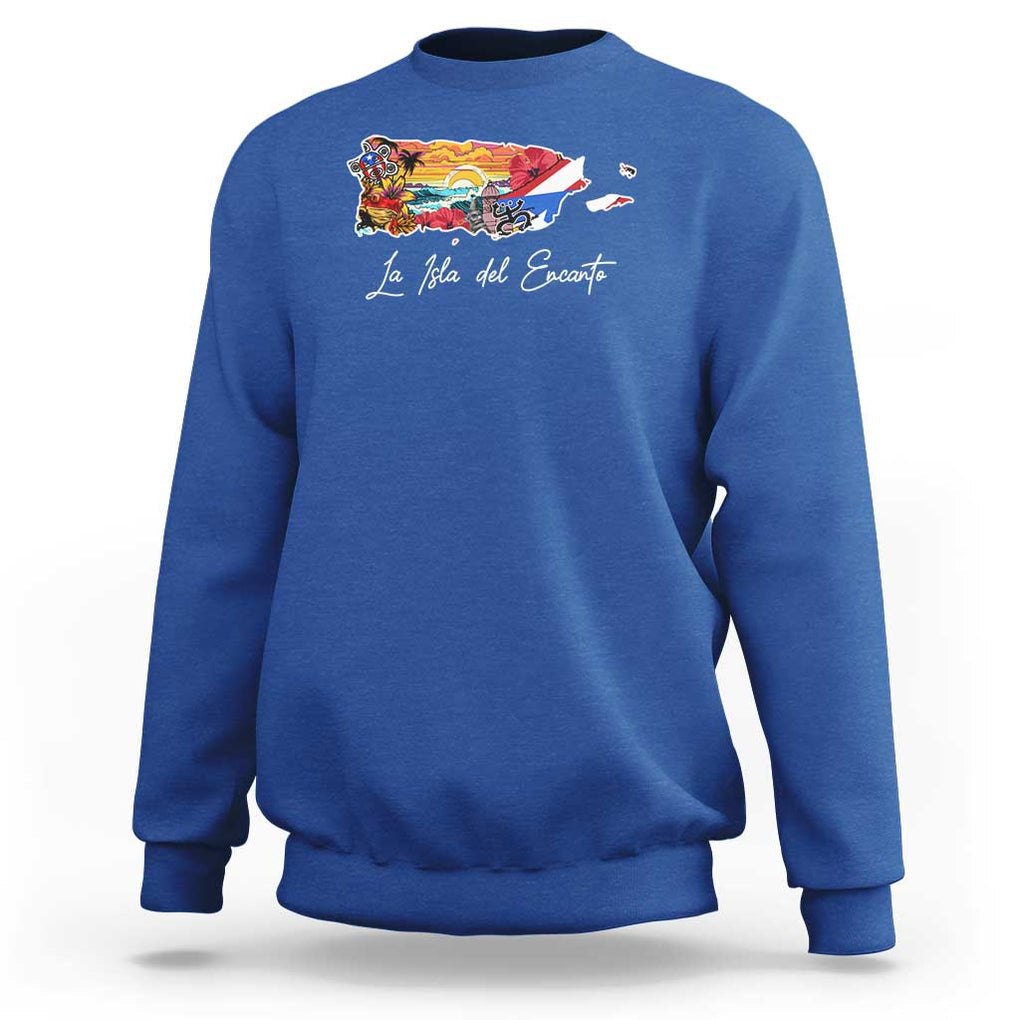 Puerto Rican Sweatshirt La Isla Del Encanto Puerto Rico TS09 Royal Blue Print Your Wear