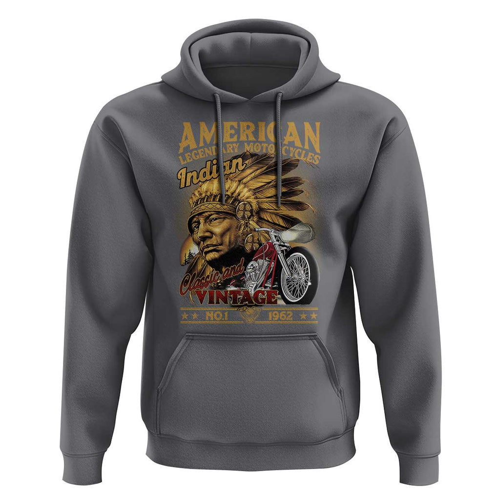 Motorcycle Rider Hoodie American Indian Legendary Retro Biker TS09 Charcoal Print Your Wear