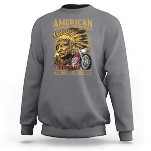 Motorcycle Rider Sweatshirt American Indian Legendary Retro Biker TS09 Charcoal Print Your Wear