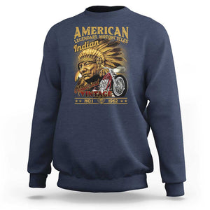 Motorcycle Rider Sweatshirt American Indian Legendary Retro Biker TS09 Navy Print Your Wear