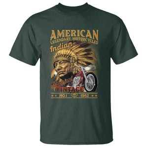 Motorcycle Rider T Shirt American Indian Legendary Retro Biker TS09 Dark Forest Green Print Your Wear