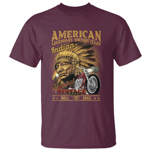 Motorcycle Rider T Shirt American Indian Legendary Retro Biker TS09 Maroon Print Your Wear