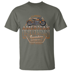 American Indian Legendary Retro Biker Motorcycle Rider T Shirt TS09 Military Green Print Your Wear