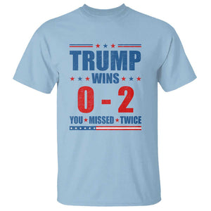 Trump Failed Assassination T Shirt Trump Wins 0-2 You Missed Twice TS09 Light Blue Print Your Wear