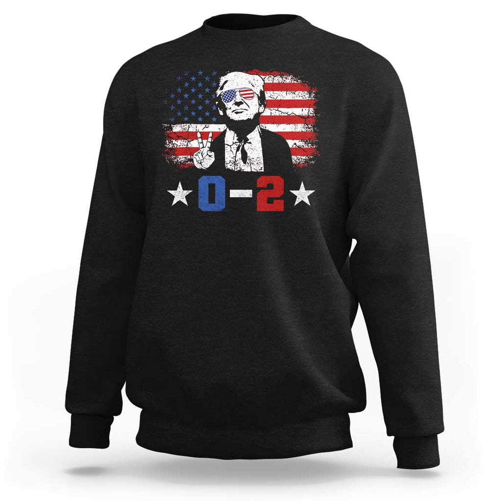 Funny Trump Failed Assassination Sweatshirt Trump Wins 0-2 American Flag TS09 Black Print Your Wear