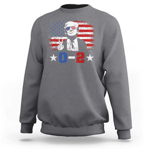 Funny Trump Failed Assassination Sweatshirt Trump Wins 0-2 American Flag TS09 Charcoal Print Your Wear