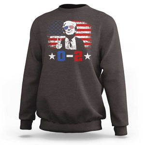 Funny Trump Failed Assassination Sweatshirt Trump Wins 0-2 American Flag TS09 Dark Chocolate Print Your Wear