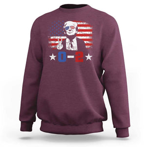 Funny Trump Failed Assassination Sweatshirt Trump Wins 0-2 American Flag TS09 Maroon Print Your Wear