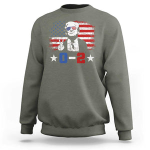 Funny Trump Failed Assassination Sweatshirt Trump Wins 0-2 American Flag TS09 Military Green Print Your Wear