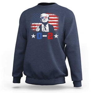 Funny Trump Failed Assassination Sweatshirt Trump Wins 0-2 American Flag TS09 Navy Print Your Wear