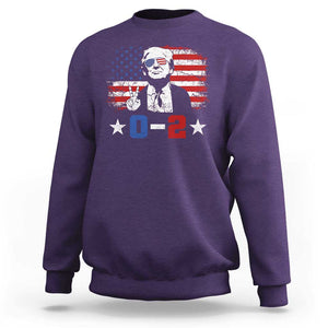 Funny Trump Failed Assassination Sweatshirt Trump Wins 0-2 American Flag TS09 Purple Print Your Wear