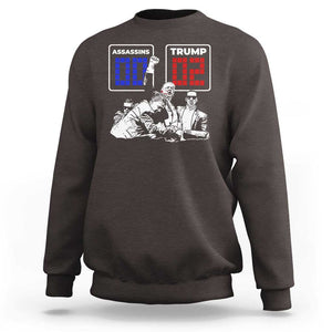 2nd Trump Assassination Attempt Sweatshirt Trump Wins Assassins 0 Trump 2 TS09 Dark Chocolate Print Your Wear