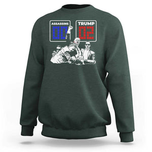 2nd Trump Assassination Attempt Sweatshirt Trump Wins Assassins 0 Trump 2 TS09 Dark Forest Green Print Your Wear