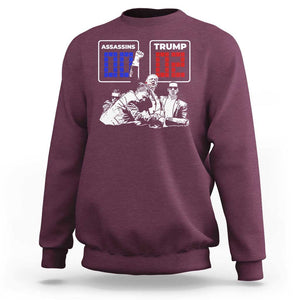 2nd Trump Assassination Attempt Sweatshirt Trump Wins Assassins 0 Trump 2 TS09 Maroon Print Your Wear