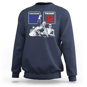 2nd Trump Assassination Attempt Sweatshirt Trump Wins Assassins 0 Trump 2 TS09 Navy Print Your Wear