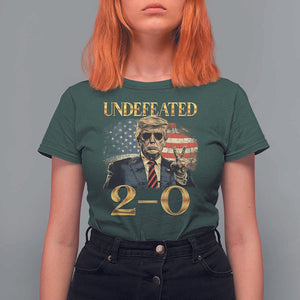 Trump Failed Assassination T Shirt For Women Undefeated 2-0 Trump Wins TS09 Dark Forest Green Print Your Wear