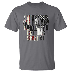 Trump 2024 T Shirt Im Vote For The Guy Who Keeps Getting Shot At Failed Assassination TS09 Charcoal Print Your Wear