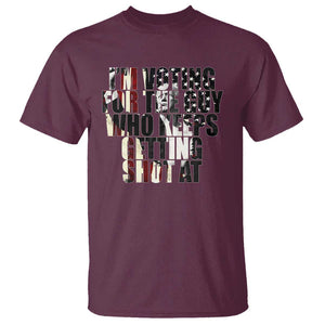 Trump 2024 T Shirt Im Vote For The Guy Who Keeps Getting Shot At Failed Assassination TS09 Maroon Print Your Wear