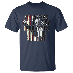 Trump 2024 T Shirt Im Vote For The Guy Who Keeps Getting Shot At Failed Assassination TS09 Navy Print Your Wear