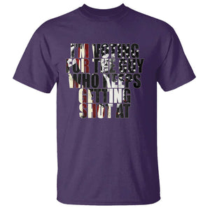 Trump 2024 T Shirt Im Vote For The Guy Who Keeps Getting Shot At Failed Assassination TS09 Purple Print Your Wear