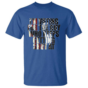 Trump 2024 T Shirt Im Vote For The Guy Who Keeps Getting Shot At Failed Assassination TS09 Royal Blue Print Your Wear