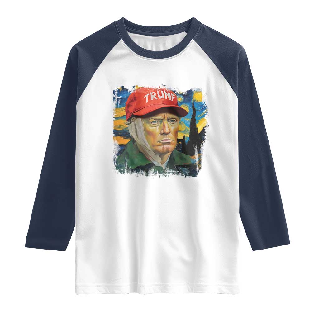 Funny Trump Raglan Shirt Every Era Has Its Own Van Gogh Starry Night TS09 White Navy Print Your Wear