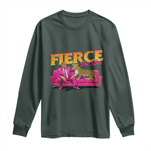 Trump 2024 Long Sleeve Shirt Fierce The Don Pink Trump Leopard TS09 Dark Forest Green Print Your Wear