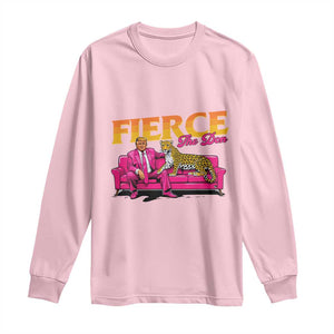 Trump 2024 Long Sleeve Shirt Fierce The Don Pink Trump Leopard TS09 Light Pink Print Your Wear