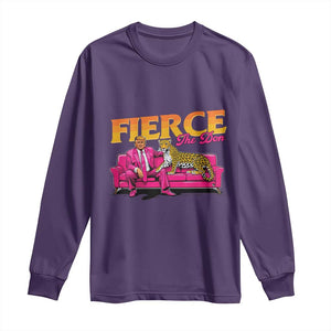 Trump 2024 Long Sleeve Shirt Fierce The Don Pink Trump Leopard TS09 Purple Print Your Wear