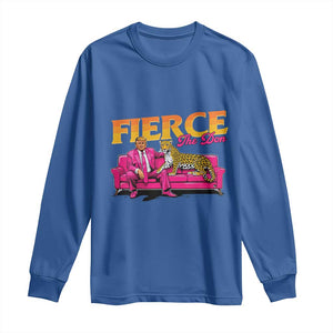 Trump 2024 Long Sleeve Shirt Fierce The Don Pink Trump Leopard TS09 Royal Blue Print Your Wear